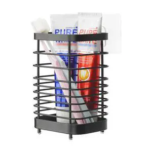 Wall Mount Toothbrush Holder for Bathroom, Stainless Steel Rustproof Toothbrush and Toothpaste Holder Organizer, Electric Toothbrush Holder Self Adhesive Wallmount/Countertop Organizer(Black) Wall Mount Toothbrush Holder for Bathroom, Stainless Steel Rustproof Toothbrush and Toothpaste Holder Organizer, Electric Toothbrush Holder Self Adhesive Wallmount/Countertop Organizer(Black)