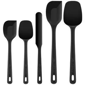 5-Piece Silicone Spatula Set for Baking, 446°F Heat Resistant Non-Stick Cooking Utensils, BPA-Free Food Grade Silicone Scrapers, Non-Scratch Flexible & Dishwasher Safe, Black 5-Piece Silicone Spatula Set for Baking, 446°F Heat Resistant Non-Stick Cooking Utensils, BPA-Free Food Grade Silicone Scrapers, Non-Scratch Flexible & Dishwasher Safe, Black