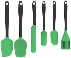 Silicone Spatula Set, 6 Pieces Food Grade Kitchen Utensils with Silicone Brush Heat Resistant Dishwasher Safe BPA-free Rubber Spatula for Scraping, Baking, Cooking, Mixing (Green) Silicone Spatula Set, 6 Pieces Food Grade Kitchen Utensils with Silicone Brush Heat Resistant Dishwasher Safe BPA-free Rubber Spatula for Scraping, Baking, Cooking, Mixing (Green)