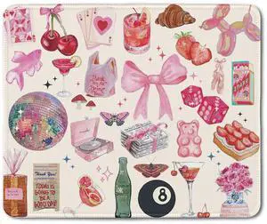 Coquette Pink Y2K Aesthetic Mouse Pad, Cute Preppy Pink Girly Collage Mouse Pads Mousepad for Desk Home Office Dorm Computers Laptop, Trendy Girly Office Supplies Desk Accessories, 9.5x7.9 Inch Coquette Pink Y2K Aesthetic Mouse Pad, Cute Preppy Pink Girly Collage Mouse Pads Mousepad for Desk Home Office Dorm Computers Laptop, Trendy Girly Office Supplies Desk Accessories, 9.5x7.9 Inch
