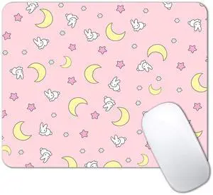 Pink Kawaii Mouse Pad, Cute Moon Bunny Small Mouse MatAesthetic Anime Mousepad for Women Kids Office Home School, Computer PC Laptop Mice Pad, 9.5 x 7.9 Inch Pink Kawaii Mouse Pad, Cute Moon Bunny Small Mouse MatAesthetic Anime Mousepad for Women Kids Office Home School, Computer PC Laptop Mice Pad, 9.5 x 7.9 Inch