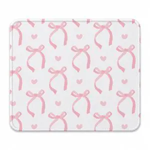 Cute Light Pink Bow Girly Aesthetic Office Mouse Pad, 9.5x7.9 inch Cute Light Pink Bow Girly Aesthetic Office Mouse Pad, 9.5x7.9 inch