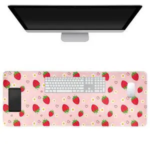 Pink Mouse Pad, Large Strawberry Desk Mat, Gaming Keyboard and Mouse Pad Non-Slip Rubber Base, Stitched Edge, Cute Girly Office Supplies Desk Accessories Decor for Women 31.5 x 11.8in Pink Mouse Pad, Large Strawberry Desk Mat, Gaming Keyboard and Mouse Pad Non-Slip Rubber Base, Stitched Edge, Cute Girly Office Supplies Desk Accessories Decor for Women 31.5 x 11.8in