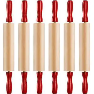 7.5 Inch Mini Wooden Rolling Pins (6-Pack) Kids Play Dough Rolling Pin Set 7.5 Inch Mini Wooden Rolling Pins (6-Pack) Kids Play Dough Rolling Pin Set