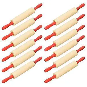7.5 Inch 12-Pack Rolling Pin for Play Dough For Little Bakers, With Red Handles Arts and Crafts Clay Roller, 7.5" (Pack of 12) 7.5 Inch 12-Pack Rolling Pin for Play Dough For Little Bakers, With Red Handles Arts and Crafts Clay Roller, 7.5" (Pack of 12)
