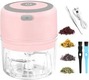 Electric Herb Grinder - 3.5 Inch Large Grinders for Grinding Dry Fresh Herbs and Spice with Clear Chamber, Portable USB Charge Herb Grinder, Including Clean Brush and Tweezers, Gift Box, Pink Electric Herb Grinder - 3.5 Inch Large Grinders for Grinding Dry Fresh Herbs and Spice with Clear Chamber, Portable USB Charge Herb Grinder, Including Clean Brush and Tweezers, Gift Box, Pink