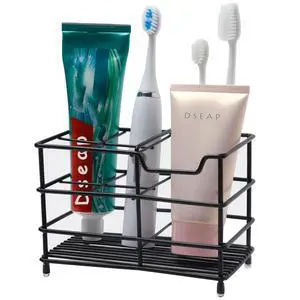 Toothbrush Holder, Electric Toothbrush Holder - Stainless Steel Tooth Brush Holder, Toothpaste Holder Organizer Stand Caddy for Bathroom, Black Toothbrush Holder, Electric Toothbrush Holder - Stainless Steel Tooth Brush Holder, Toothpaste Holder Organizer Stand Caddy for Bathroom, Black