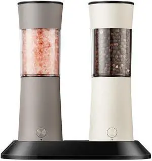 Electric Salt and Pepper Grinder Set, Stainless Steel Automatic Pepper Mill, Rechargeable with USB-C Charging Base, Gravity Activated One-Handed Operation, Dual LED Light, 2 Pack Electric Salt and Pepper Grinder Set, Stainless Steel Automatic Pepper Mill, Rechargeable with USB-C Charging Base, Gravity Activated One-Handed Operation, Dual LED Light, 2 Pack