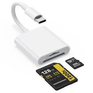USB C SD Card Reader for iPhone 17 16 15/iPad/MacBook/Mac, Type C SD Reader Supports SD and MicroSD Memory Card Adapter, Trail Camera Viewer Plug and Play - 2 Slots USB C SD Card Reader for iPhone 17 16 15/iPad/MacBook/Mac, Type C SD Reader Supports SD and MicroSD Memory Card Adapter, Trail Camera Viewer Plug and Play - 2 Slots