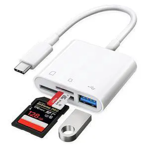 USB C to SD Card Reader, Raycue SD Card Adapter with SD MicroSD USB 3 Ports, USBC Memory Card Reader for iPhone 15 16 17, iPad, Mac, MacBook Pro/Air, Android and More USB-C/Type C Devices USB C to SD Card Reader, Raycue SD Card Adapter with SD MicroSD USB 3 Ports, USBC Memory Card Reader for iPhone 15 16 17, iPad, Mac, MacBook Pro/Air, Android and More USB-C/Type C Devices