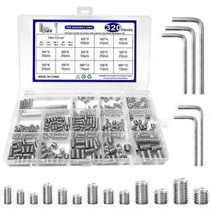 320 Pcs Metric Set Screw M3 M4 M5 M6 M8 Hex Socket Head Multi-Size Kit,304 Stainless Steel Set Screw Assortment Kit, for DIY & Professional Use with Storage Box 320 Pcs Metric Set Screw M3 M4 M5 M6 M8 Hex Socket Head Multi-Size Kit,304 Stainless Steel Set Screw Assortment Kit, for DIY & Professional Use with Storage Box