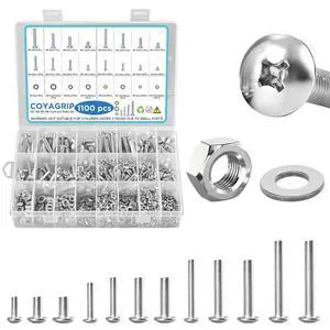 1100PCS Nuts and Bolts Assortment Kit, M3 M4 M5 M6 Phillips Head Machine Screws Assorted Set with Storage Case, Metric Bolts Nuts and Flat Washers Kit 1100PCS Nuts and Bolts Assortment Kit, M3 M4 M5 M6 Phillips Head Machine Screws Assorted Set with Storage Case, Metric Bolts Nuts and Flat Washers Kit