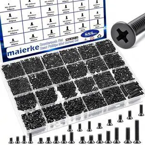 24Sizes 888Pcs Tiny Micro Laptop Computer Screw Kit M1.4/M1.7/M2/M2.5/M3/M4 Countersunk Flat Head Phillips Mini Repair Screws Set for Machinery, Furniture, Automotive, Motorcycle 24Sizes 888Pcs Tiny Micro Laptop Computer Screw Kit M1.4/M1.7/M2/M2.5/M3/M4 Countersunk Flat Head Phillips Mini Repair Screws Set for Machinery, Furniture, Automotive, Motorcycle
