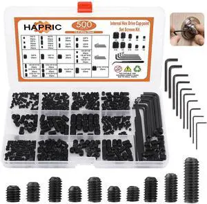 500 Pcs 25 Size Set Screws Metric&SAE Set Screw Assortment Kit 12.9 Alloy Steel Head Socket Metric Set Screws for Bathroom Fixtures Door Handles(M3-M8, 1/8"-40 to 5/16"-18) 500 Pcs 25 Size Set Screws Metric&SAE Set Screw Assortment Kit 12.9 Alloy Steel Head Socket Metric Set Screws for Bathroom Fixtures Door Handles(M3-M8, 1/8"-40 to 5/16"-18)