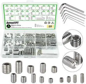 300 Pcs Set Screws, M3 M4 M5 M6 M8 Screws Assortment Kit,Allen Head Screws 300 Pcs Set Screws, M3 M4 M5 M6 M8 Screws Assortment Kit,Allen Head Screws