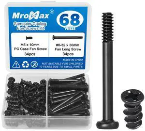 34 Sets (68Pcs) Computer Cooling Fan Screws Kit, Black Tone 34 Sets (68Pcs) Computer Cooling Fan Screws Kit, Black Tone