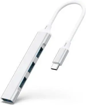 USB C to USB Hub Adapter, 4 Port (1 USB 3.0 + 3 USB 2.0), 5Gbps High Speed Data, Slim Aluminum Type C Hub for MacBook & USB-C Laptops (Silver) USB C to USB Hub Adapter, 4 Port (1 USB 3.0 + 3 USB 2.0), 5Gbps High Speed Data, Slim Aluminum Type C Hub for MacBook & USB-C Laptops (Silver)