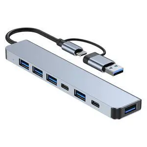 Aluminum USB C & USB Hub 7-in-1 with USB 3.0, USB-C Ports for PC/Laptops/MacBook Pro/Air/iMac/iPad and More Devices Aluminum USB C & USB Hub 7-in-1 with USB 3.0, USB-C Ports for PC/Laptops/MacBook Pro/Air/iMac/iPad and More Devices