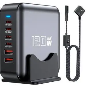USB C Fast Charger Block, 120W 6-Port Charging Station Hub Adapter, USB C Wall Multi Charger Power Strip Plug with On/Off Switch for iPad iPhone 17 16 15 14 13 12 Pro Max Galaxy S23 (Black) USB C Fast Charger Block, 120W 6-Port Charging Station Hub Adapter, USB C Wall Multi Charger Power Strip Plug with On/Off Switch for iPad iPhone 17 16 15 14 13 12 Pro Max Galaxy S23 (Black)