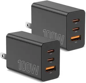 2Pack USB C Charger Block 100W,3-Port Super Fast Charging Wall Adapter 2Pack USB C Charger Block 100W,3-Port Super Fast Charging Wall Adapter