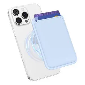 Magnetic Phone Wallet Stick On, Secure Phone Card Holder Silicone Compatible with Magsafe, Adhesive Pocket Sleeve ID Credit Card, Slim Thin Card Case, Compatible with iPhone Samsung, Light Blue Magnetic Phone Wallet Stick On, Secure Phone Card Holder Silicone Compatible with Magsafe, Adhesive Pocket Sleeve ID Credit Card, Slim Thin Card Case, Compatible with iPhone Samsung, Light Blue
