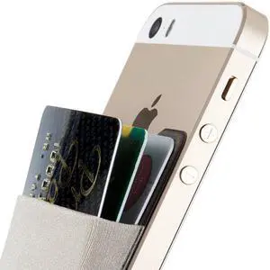 Cell Phone Wallet Stick on, Card Holder for Back of Phone, Grey Cell Phone Wallet Stick on, Card Holder for Back of Phone, Grey