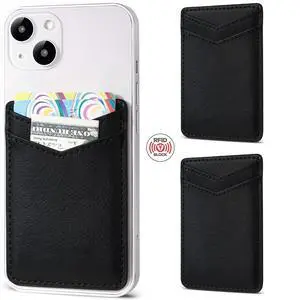 2Pack Phone Wallet,Leather Phone Card Holder Adhesive Stick On Credit Card Pocket for Back of Phone Case iPhone and Android-Black 2Pack Phone Wallet,Leather Phone Card Holder Adhesive Stick On Credit Card Pocket for Back of Phone Case iPhone and Android-Black