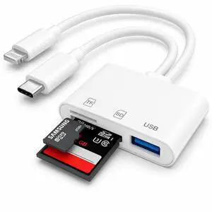 SD Card Reader for iPhone and iPad, USB C & Lightning Dual Slot Adapter SD Card Reader for iPhone and iPad, USB C & Lightning Dual Slot Adapter