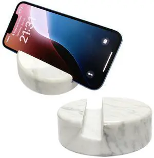 White Marble Phone Stand, Desk Cell Phone Holder for Mobile Devices White Marble Phone Stand, Desk Cell Phone Holder for Mobile Devices