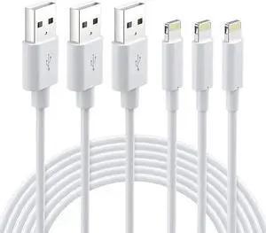 Cable MFi Certified - iPhone Charger 3Pack 6FT Lightning to USB A Charging Cable Cord Compatible with iPhone 14 13 12 Mini Pro Max SE 11 Xs Max XR X 8 7 6 Plus 5S iPad Pro Airpods - White Cable MFi Certified - iPhone Charger 3Pack 6FT Lightning to USB A Charging Cable Cord Compatible with iPhone 14 13 12 Mini Pro Max SE 11 Xs Max XR X 8 7 6 Plus 5S iPad Pro Airpods - White