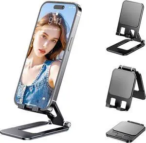 Adjustable Foldable Phone Stand for Desk, Premium Aluminum Cell Phone Holder, Portable Multi-Angle Desktop Stand Compatible with iPhone, Galaxy, iPad, Tablets & All Smartphones Adjustable Foldable Phone Stand for Desk, Premium Aluminum Cell Phone Holder, Portable Multi-Angle Desktop Stand Compatible with iPhone, Galaxy, iPad, Tablets & All Smartphones