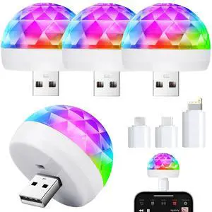 USB Mini Disco Ball Light, Sound Activated Party Light for Karaoke Car, Stocking Stuffers for Kids, Party Decorations Gifts Favor for Birthday Halloween Christmas (4 Packs) USB Mini Disco Ball Light, Sound Activated Party Light for Karaoke Car, Stocking Stuffers for Kids, Party Decorations Gifts Favor for Birthday Halloween Christmas (4 Packs)