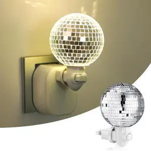 Disco Ball Night Light Plug into Wall, LED Plug in Mirror Ball Lamp, Compact Silver Mirror Nightlight for Bedroom Bathroom Dorm Hallway Party Decor Gifts Disco Ball Night Light Plug into Wall, LED Plug in Mirror Ball Lamp, Compact Silver Mirror Nightlight for Bedroom Bathroom Dorm Hallway Party Decor Gifts