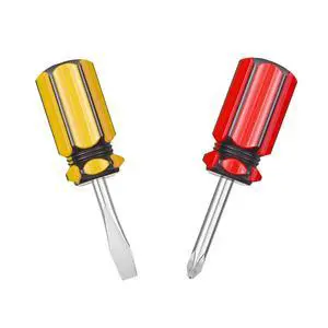Short Screwdriver Set: Two-Color Small Handle Stubby Screwdriver - Phillips & Flat Head Short Screwdriver Set: Two-Color Small Handle Stubby Screwdriver - Phillips & Flat Head