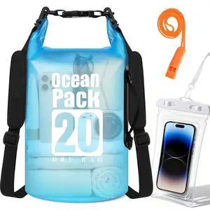 Dry Bag Waterproof, Roll Top Small Waterproof Backpack 20L, Floating Lightweight Bag with Water Proof Phone Pouch for Kayaking, Paddle Boarding, Boating, Fishing, Swimming Dry Bag Waterproof, Roll Top Small Waterproof Backpack 20L, Floating Lightweight Bag with Water Proof Phone Pouch for Kayaking, Paddle Boarding, Boating, Fishing, Swimming