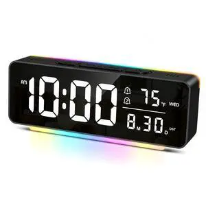 Digital Alarm Clock, 6.5" Large Display Bedside Clock, Plug-in Clock | 11 Color Night Light, Dual Alarms, 5 Dimmer Brightness, Snooze & DST for Bedroom Office Dorm Digital Alarm Clock, 6.5" Large Display Bedside Clock, Plug-in Clock | 11 Color Night Light, Dual Alarms, 5 Dimmer Brightness, Snooze & DST for Bedroom Office Dorm