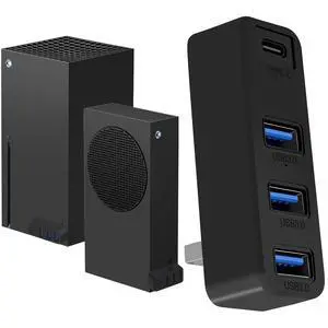 4 Ports USB Hub 3.0 for Xbox Series X & S, USB Splitter Expansion Adapter with Type-C for External Hard Drives, Controller Charger, Keyboard, Mouse & More - Black 4 Ports USB Hub 3.0 for Xbox Series X & S, USB Splitter Expansion Adapter with Type-C for External Hard Drives, Controller Charger, Keyboard, Mouse & More - Black