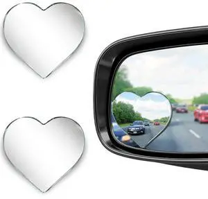2Pcs Heart Shaped Blind Spot Mirrors for Cars, HD Glass Frameless Convex Side Mirror Blindspot, Universal Fit Stick-On Wide Angle Rear View Mirrors for SUVs, Trucks and RVs 2Pcs Heart Shaped Blind Spot Mirrors for Cars, HD Glass Frameless Convex Side Mirror Blindspot, Universal Fit Stick-On Wide Angle Rear View Mirrors for SUVs, Trucks and RVs