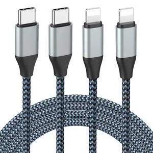 USB C to Lightning Cable, 9.2FT 2Pack 20W MFi Certified iPhone Fast Charger Sync Nylon Braided Type C Charging Cord Compatible with iPhone 14/14Plus/13/13Mini/13ProMax/12/12Pro Max/11/11Pro/XS USB C to Lightning Cable, 9.2FT 2Pack 20W MFi Certified iPhone Fast Charger Sync Nylon Braided Type C Charging Cord Compatible with iPhone 14/14Plus/13/13Mini/13ProMax/12/12Pro Max/11/11Pro/XS