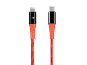 Durable Apple MFi Certified USBC to Lightning Cable - Fast Charging, Flexible, Kevlar-Reinforced Nylon-Braided Jacket, iPhone 13, Pro, Pro Max, AirPods Pro, 6 Feet, Red - AtlasFlex Series Durable Apple MFi Certified USBC to Lightning Cable - Fast Charging, Flexible, Kevlar-Reinforced Nylon-Braided Jacket, iPhone 13, Pro, Pro Max, AirPods Pro, 6 Feet, Red - AtlasFlex Series