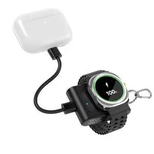 for Samsung Galaxy Watch Charger, 2000mAh 2-in-1 Portable Charger for Samsung Galaxy Watch 8/7/Ultra/6/6 Classic/5/5 Pro/4/3/Active 2 with Keychain (Black) for Samsung Galaxy Watch Charger, 2000mAh 2-in-1 Portable Charger for Samsung Galaxy Watch 8/7/Ultra/6/6 Classic/5/5 Pro/4/3/Active 2 with Keychain (Black)