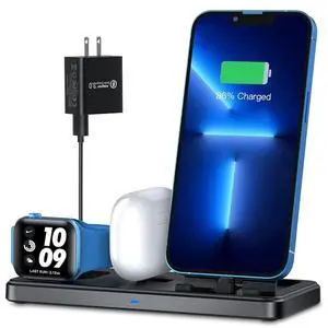 3 in 1 Wireless Charging Station for Apple Multiple Devices, Magnetic Charging Dock for Phone 14/13/12, Fast Charging Stand for iWatch AirPods, Foldable Travel Phone Charger 3 in 1 Wireless Charging Station for Apple Multiple Devices, Magnetic Charging Dock for Phone 14/13/12, Fast Charging Stand for iWatch AirPods, Foldable Travel Phone Charger