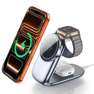 3-in-1 Foldable Wireless Charging Station for MagSafe,Magnetic Charging Stand for iPhone 17/Air/16/15/14/13/12 Series/Apple Watch/AirPods, Wireless Charger for Smartphones (Gray, Medium) 3-in-1 Foldable Wireless Charging Station for MagSafe,Magnetic Charging Stand for iPhone 17/Air/16/15/14/13/12 Series/Apple Watch/AirPods, Wireless Charger for Smartphones (Gray, Medium)