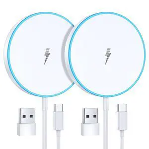 Wireless Charger 15W 2 Pack Fast Mag Safe Charger for iPhone 17 Pro Max/17 Pro/16 Air/17/16/15/14/13/12 Series Charging Pad for AirPods Series LED Magnet Charging Pad Wireless Charger 15W 2 Pack Fast Mag Safe Charger for iPhone 17 Pro Max/17 Pro/16 Air/17/16/15/14/13/12 Series Charging Pad for AirPods Series LED Magnet Charging Pad