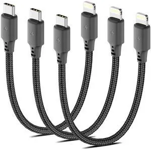 USB C to Lightning Cable, 3Pack iPhone Charger Cord for iPhone 14/13 | 3A Fast Charging, MFI Certified, Nylon Braided,6 Inch Short Apple CarPlay Cord for iPhone 14 13 12 11 Pro Max XR XS 8 SE iPad USB C to Lightning Cable, 3Pack iPhone Charger Cord for iPhone 14/13 | 3A Fast Charging, MFI Certified, Nylon Braided,6 Inch Short Apple CarPlay Cord for iPhone 14 13 12 11 Pro Max XR XS 8 SE iPad
