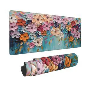 Mouse Pad, Large Non-Slip Rubber Base Mousepad, Keyboard Mouse Mat, Desk Pad with Stitched Edges, 31.5x11.8inch, Oil Flower Mouse Pad, Large Non-Slip Rubber Base Mousepad, Keyboard Mouse Mat, Desk Pad with Stitched Edges, 31.5x11.8inch, Oil Flower