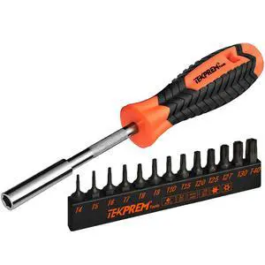 Torx Bit Set with 1/4 inch Magnetic Bit Driver,TEKPREM 12-Piece Security Torx Screwdriver Bit Set with 1 inch T5 T6 T7 T8 T9 T10 T15 T20 T25 T27 T30 T40 Tamper Resistant Torx Bit Set with 1/4 inch Magnetic Bit Driver,TEKPREM 12-Piece Security Torx Screwdriver Bit Set with 1 inch T5 T6 T7 T8 T9 T10 T15 T20 T25 T27 T30 T40 Tamper Resistant