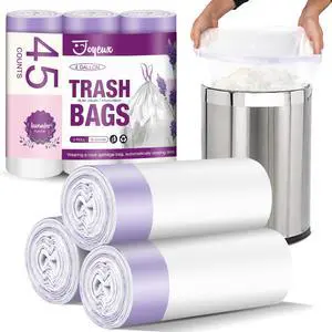 Small Trash Bags 4 Gallon - Drawstring Small Garbage Bags | White Mini Trash Can Liners for Bathroom, Bedroom, Office, Faint Scented, 45 Count Small Trash Bags 4 Gallon - Drawstring Small Garbage Bags | White Mini Trash Can Liners for Bathroom, Bedroom, Office, Faint Scented, 45 Count
