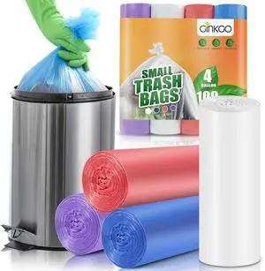 Small Trash Bags 4 Gallon Bathroom Garbage Bags | 100 Count, 4 Colors, Clear Unscented Plastic Mini Trash Bags for Kitchen, Waste Baskets, Office, Bedroom and Car Small Trash Bags 4 Gallon Bathroom Garbage Bags | 100 Count, 4 Colors, Clear Unscented Plastic Mini Trash Bags for Kitchen, Waste Baskets, Office, Bedroom and Car