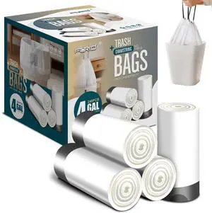Small Drawstring Trash Bags - 4 Gallon Plastic Garbage Bags 240 Counts White Trash Can Liners 15 Liter for Bathroom Restroom Bedroom Office Toilet - Durable & Thick Trash Bag Small Drawstring Trash Bags - 4 Gallon Plastic Garbage Bags 240 Counts White Trash Can Liners 15 Liter for Bathroom Restroom Bedroom Office Toilet - Durable & Thick Trash Bag
